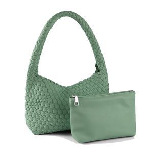Handmade Woven Tote Bag Shoulder Bag Vegan Leather With Purses Grass >:)